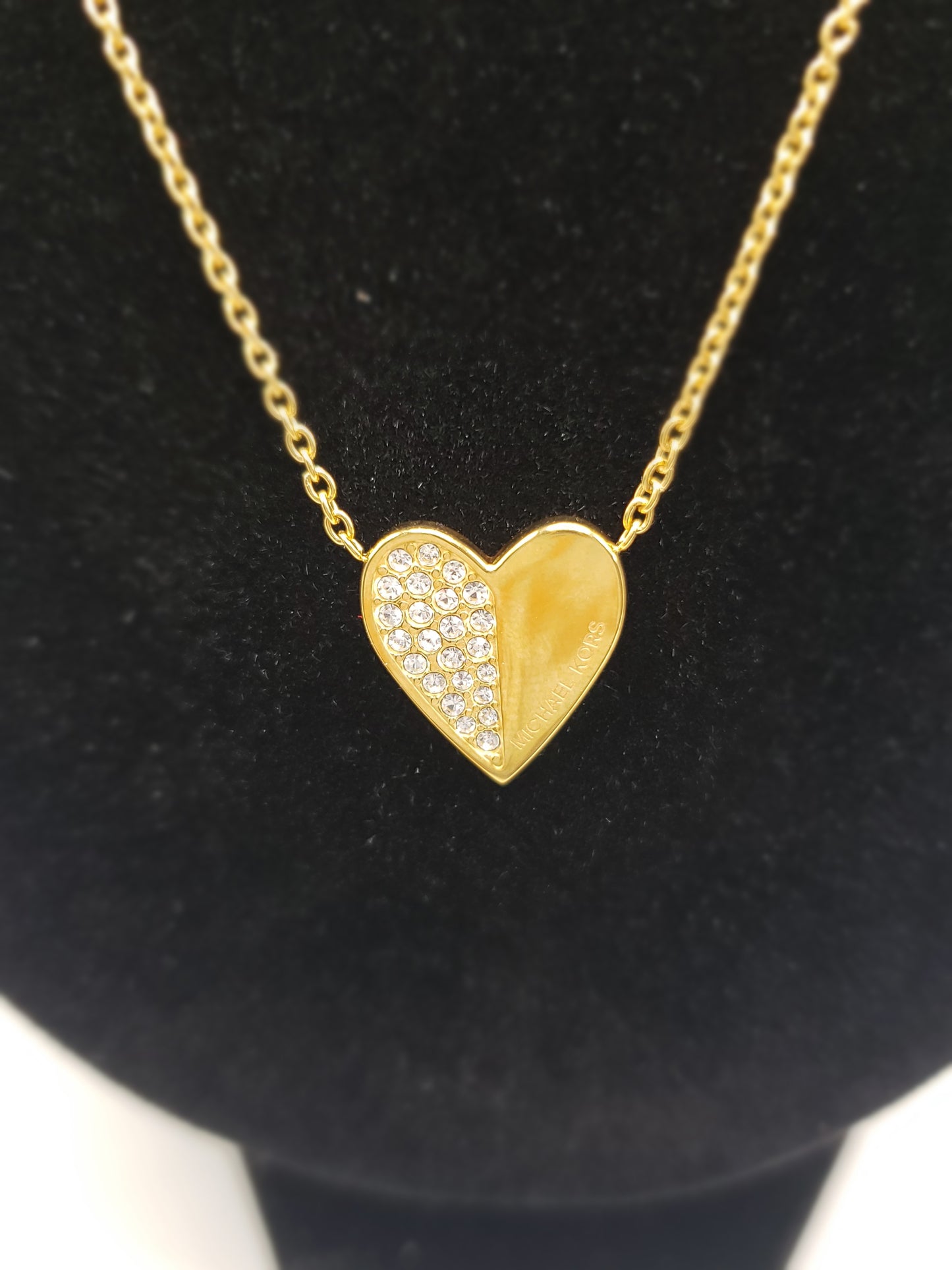 Gold Michael Kors Crystal Heart Pendant Necklace