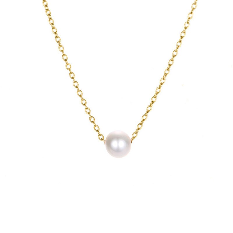 Minimalist  Pearl Pendant Necklace / Stainless Steel [Limited Inventory]