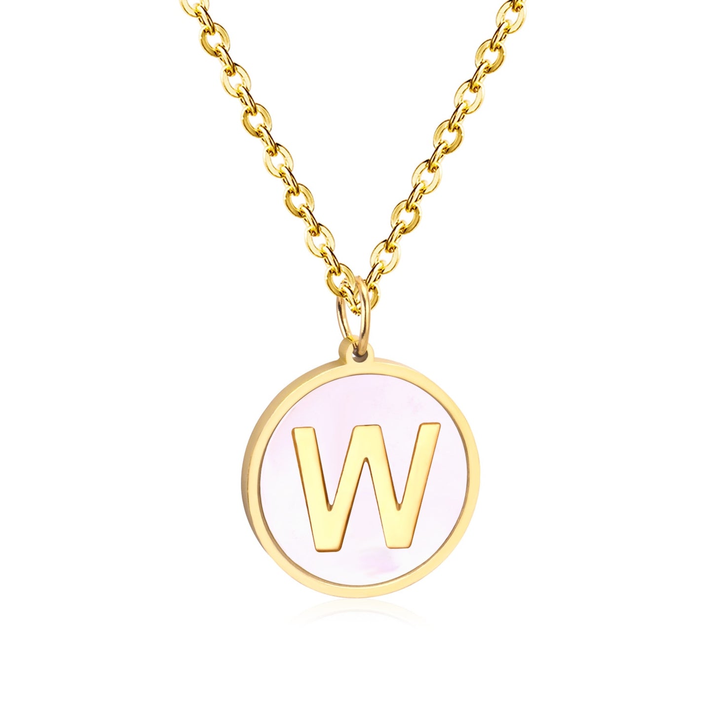 Initial Women's Necklace Gold/Silver / White Shell Pendant