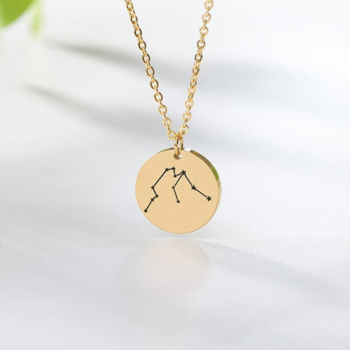 Constellation Jewelry Zodiac Necklace / Stainless Steel