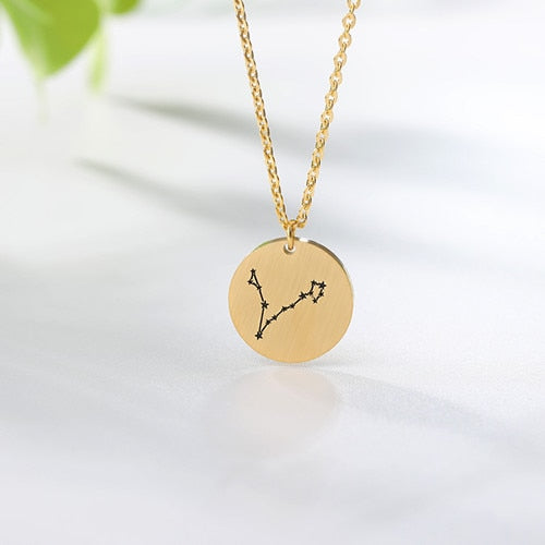 Constellation Jewelry Zodiac Necklace / Stainless Steel