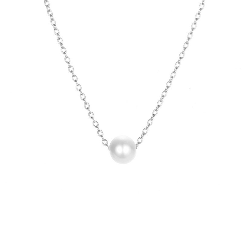 Minimalist  Pearl Pendant Necklace / Stainless Steel [Limited Inventory]