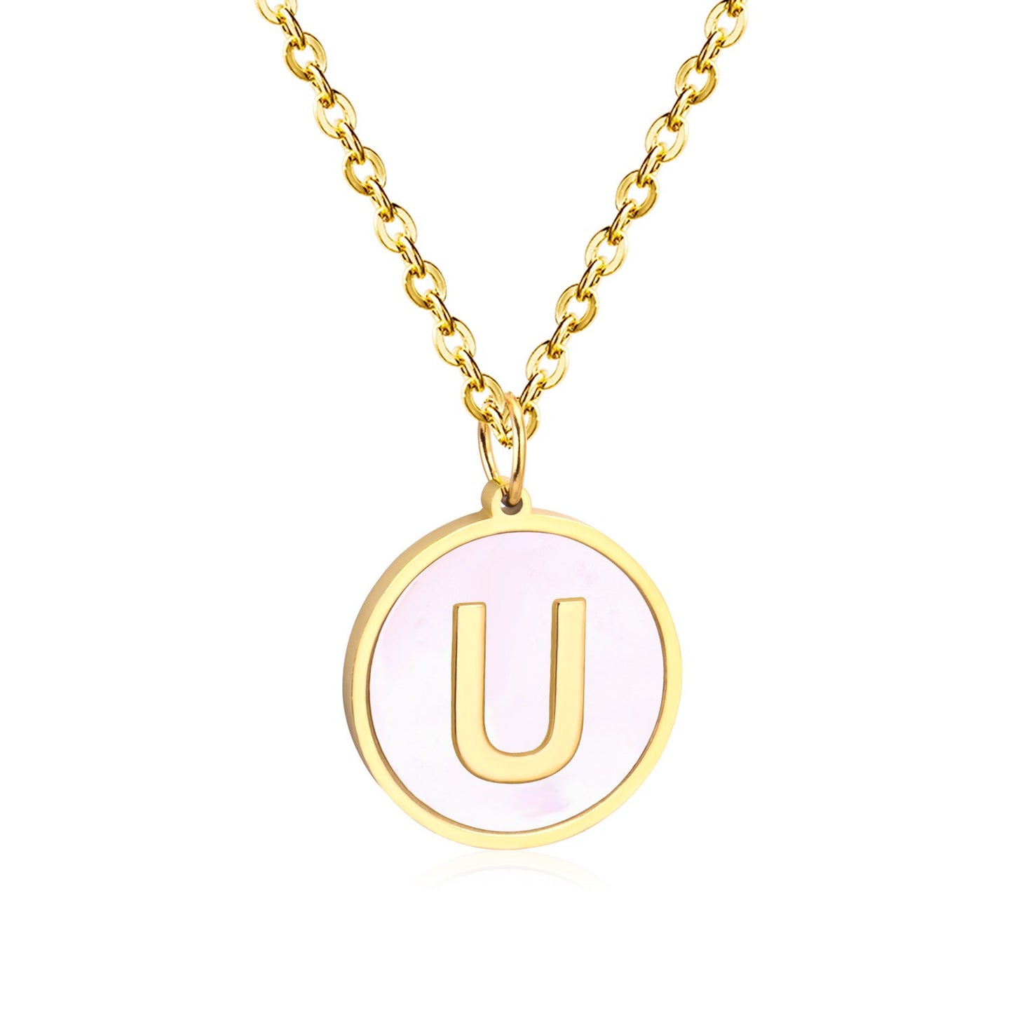 Initial Women's Necklace Gold/Silver / White Shell Pendant