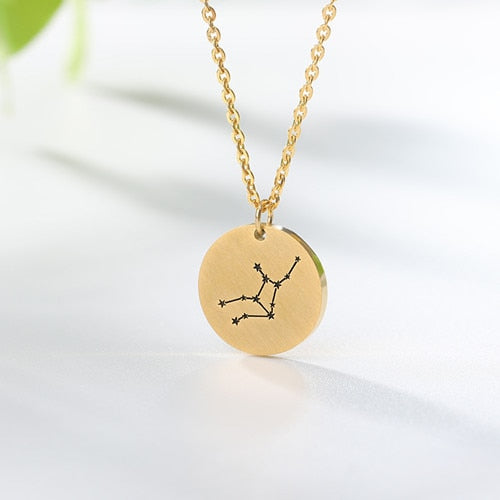 Constellation Jewelry Zodiac Necklace / Stainless Steel