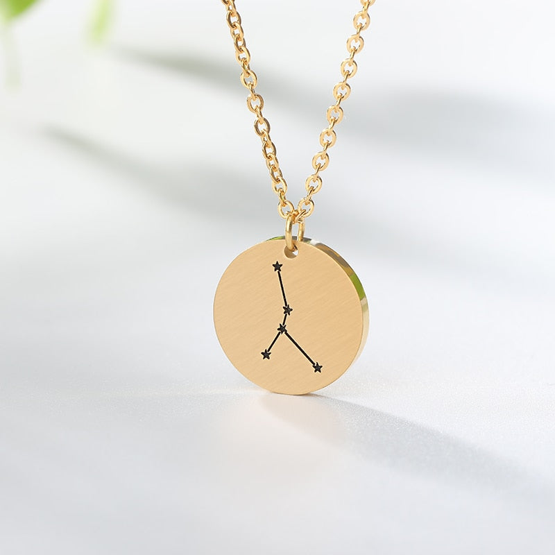 Constellation Jewelry Zodiac Necklace / Stainless Steel