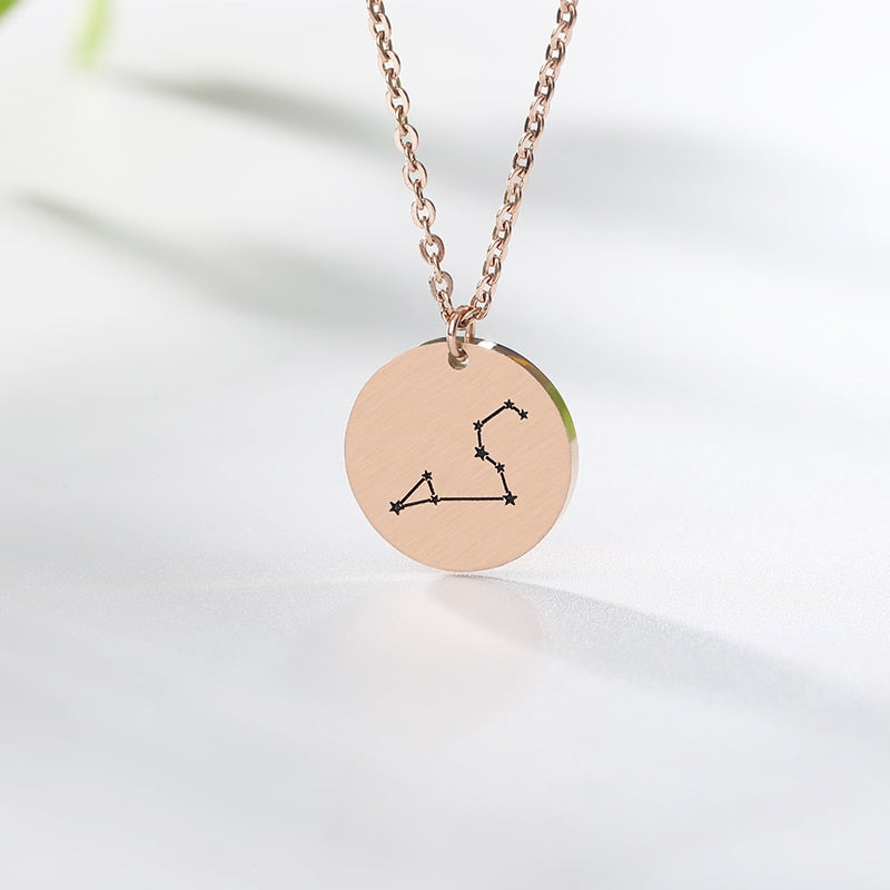 Constellation Jewelry Zodiac Necklace / Stainless Steel