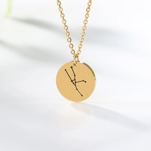 Constellation Jewelry Zodiac Necklace / Stainless Steel