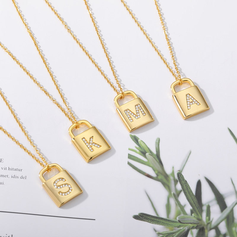 Lock Necklaces for Women Stainless Steel Initial Letter A-Z Capital Lock  Pendant Necklace Jewelry Collar Femme 2022 - AliExpress
